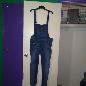 Denim skinny leg overalls
